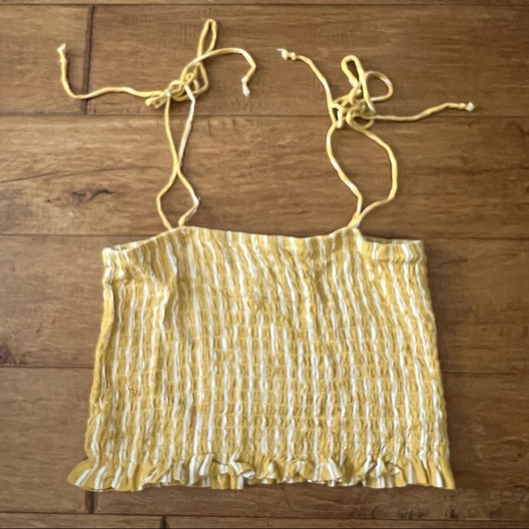 Pacsun Lottie Moss Yellow & White Striped Smocked Tank Top - Picture 4 of 8